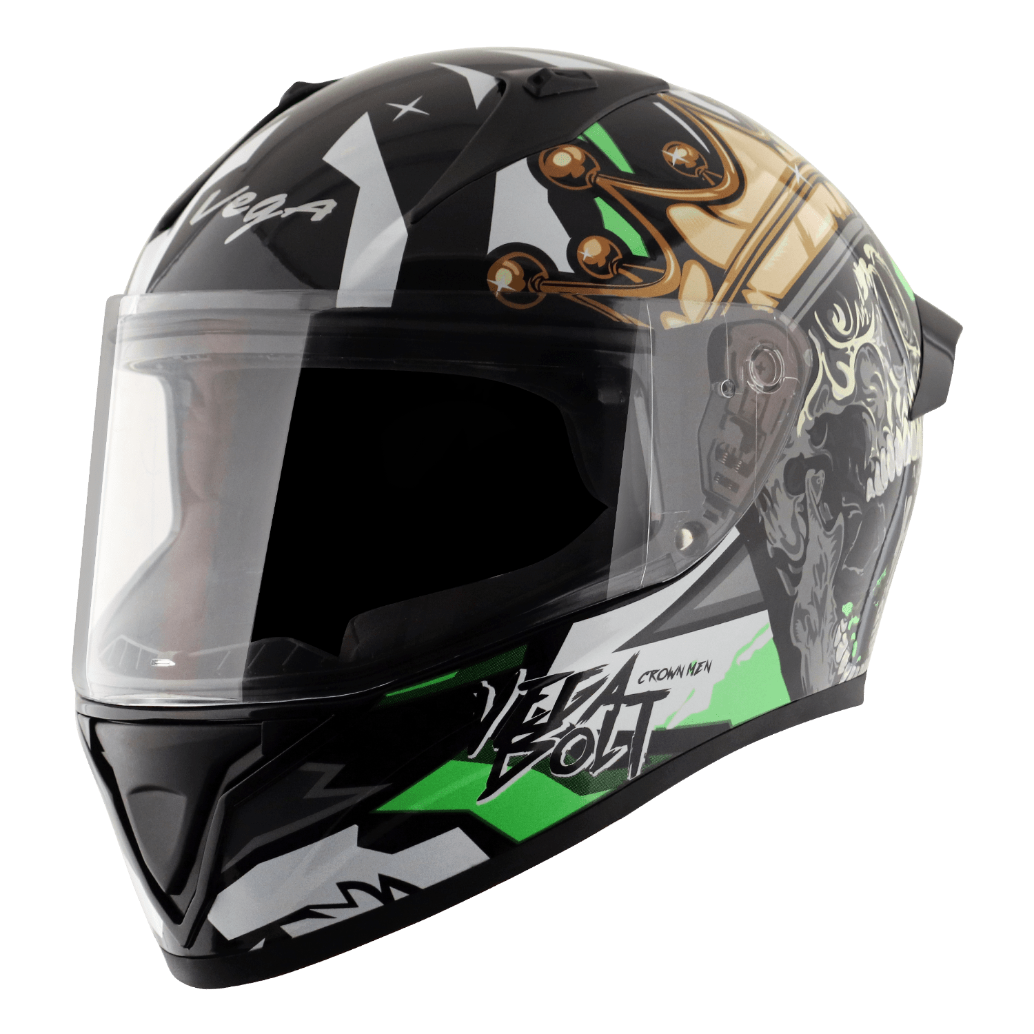 Bolt Crown Men Helmet - Black Neon Green - Image 2