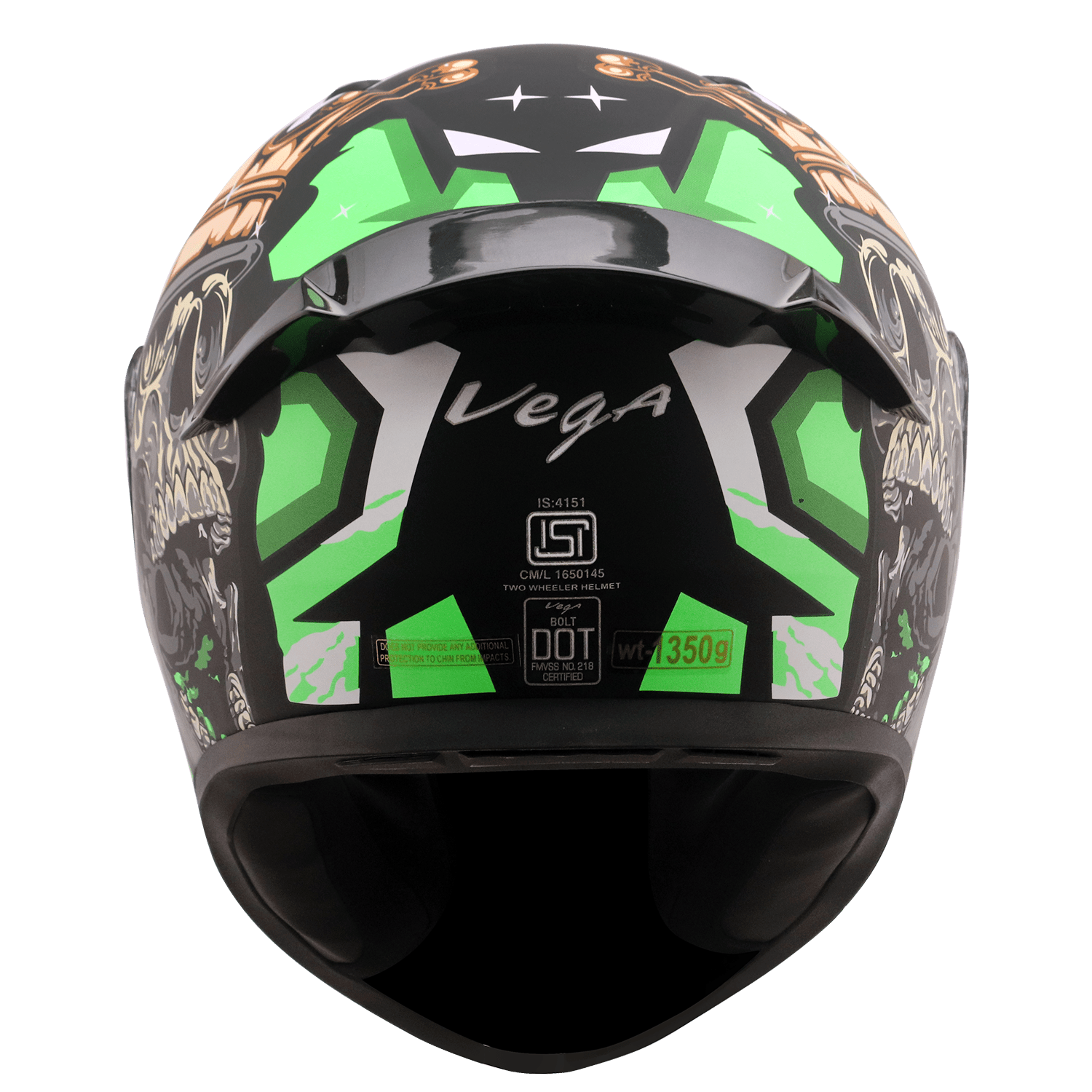 Bolt Crown Men Helmet - Dull Black Neon Green - Image 3