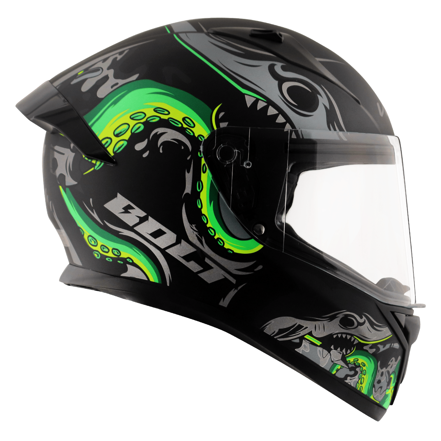 Bolt Octopus Helmet - Dull Black Neon Grey - Image 3