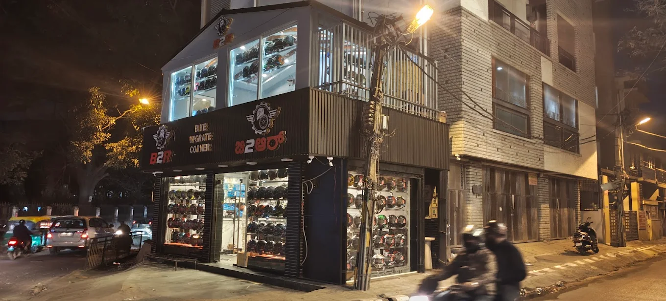 Premium motorcycle helmets and riding gear at B2R Bike Upgrade Corner Bangalore