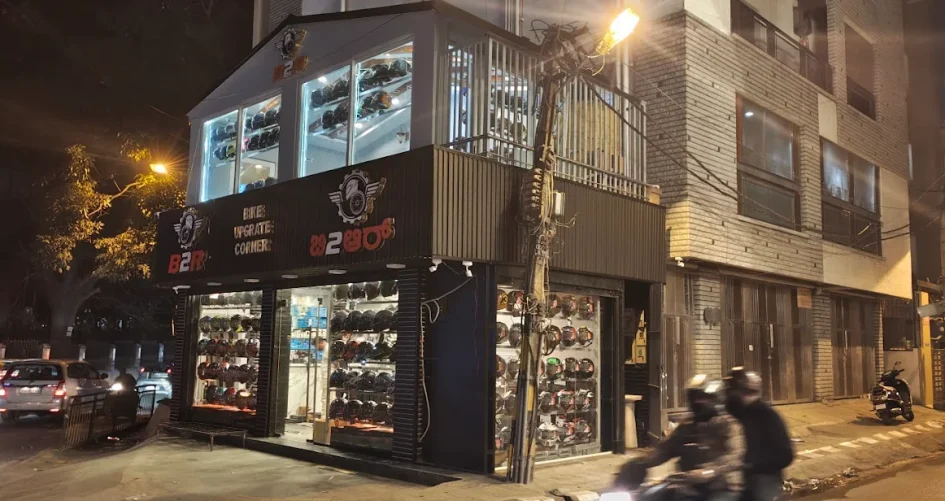 Premium motorcycle helmets and riding gear at B2R Bike Upgrade Corner Bangalore